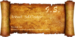 Inhof Sándor névjegykártya
